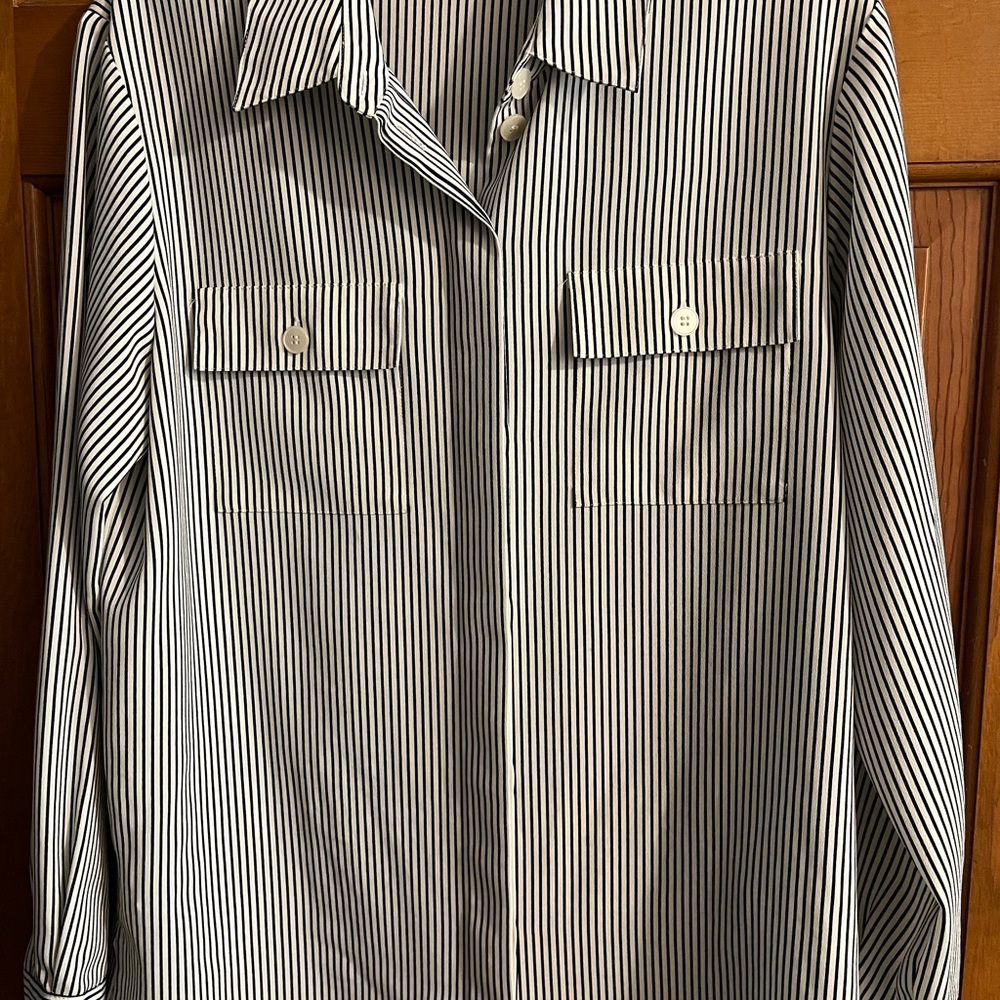Chaus Black and White Striped Blouse